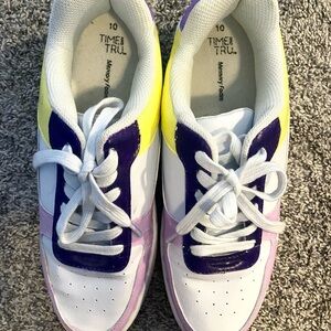 Time and Tru Purple and Yellow Sneakers with Colorful Design